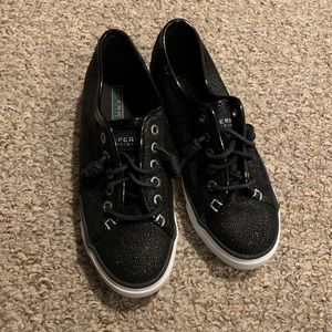 Size 7.5 black sparkly Sperry’s